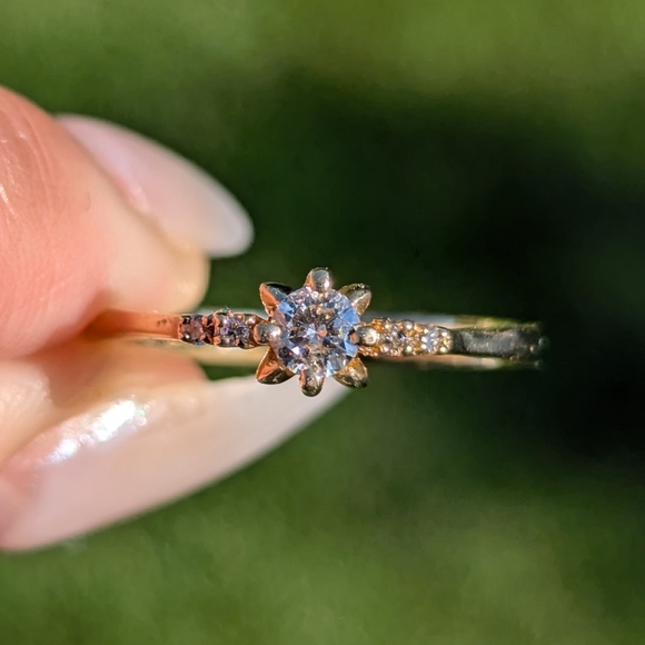 14K Yellow Gold Diamond Engagement Ring - Picture 1 of 9